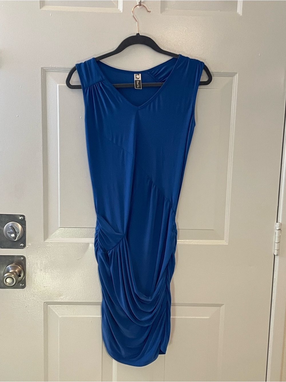 Blue Draped Sleeveless Women’s Dress